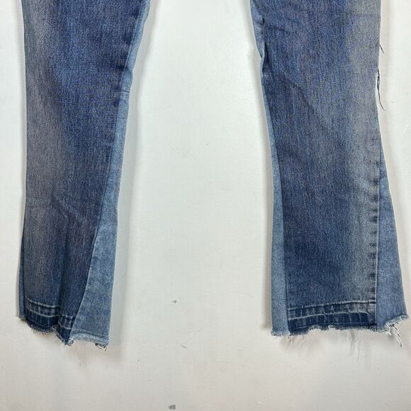 MNML 118 Work Flare Denim Mens Size 32x34 Distressed Patch Jeans 100% Cotton - Picture 9 of 15
